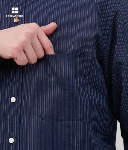 UCT】コットンリネンストライプ 長袖 オーバーサイズシャツ(85765783